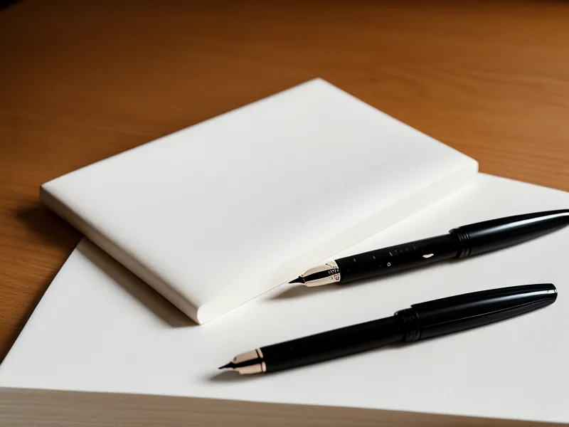 Main écrivant une lettre de résiliation de contrat sur une table en bois.