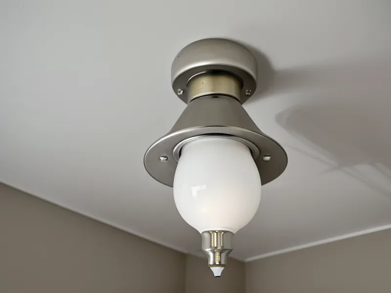 Gros plan d'une main installant une nouvelle ampoule LED dans un plafonnier.