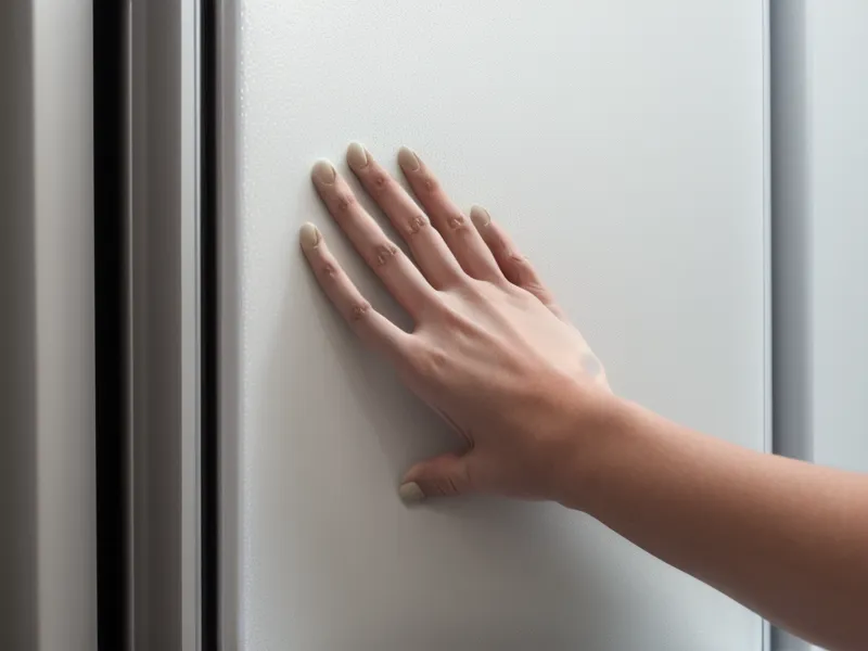 Test d'étanchéité d'un joint de réfrigérateur avec une feuille de papier blanche.